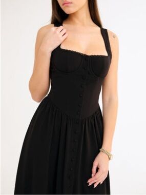 Black Button-Front Midi Dress Rumored NWT